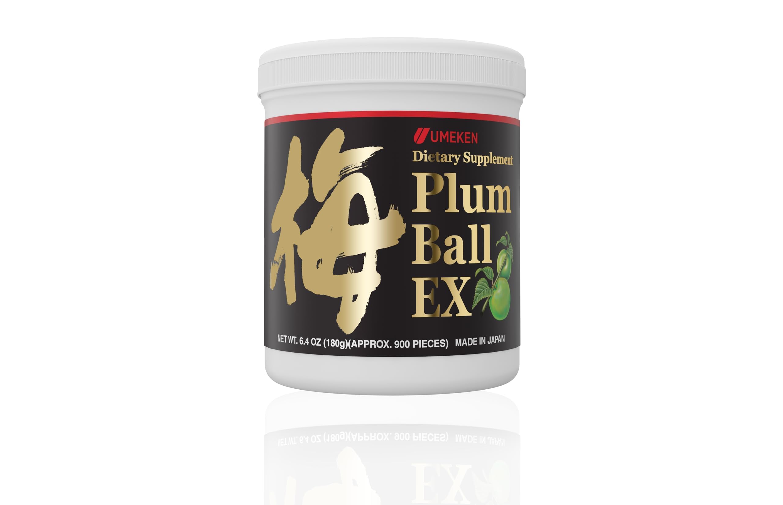 Umeken Plum Ball EX - Premium Japanese Green Plum Extract Supplement with Antioxidants, Citric Acid & Mumefural (6.4oz/180g, 3 Month Supply) - Immune Support & Energy Boost for Daily Wellness, Workout Recovery & Healthy Lifestyle