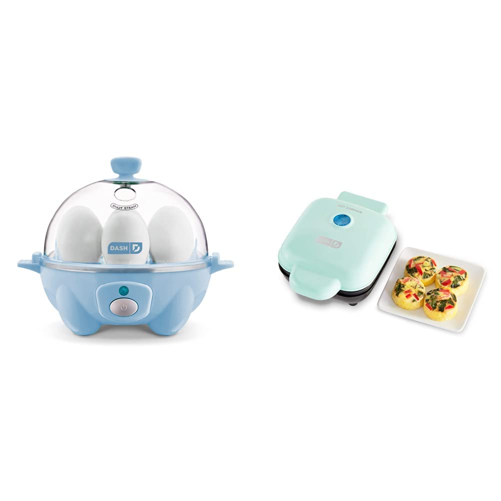 DASH Rapid Egg Cooker and Egg Bite Maker Bundle - 6 Egg Capacity Electric Egg Steamer with Silicone Molds | Perfect for Breakfast, Meal Prep & Keto Diet | Quick & Easy Egg Cooking for Busy Mornings