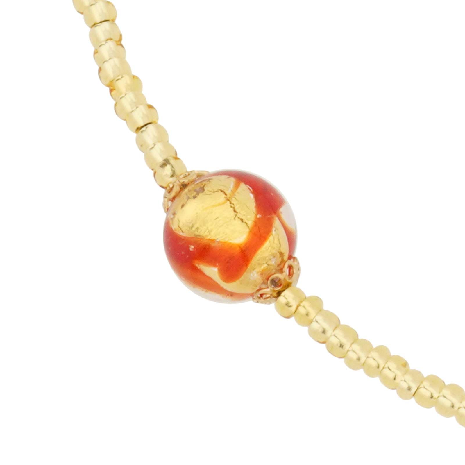 Venetian Murano Glass Royal Red Ball Necklace - Handmade Italian Jewelry for Women, Elegant Gift for Weddings & Special Occasions
