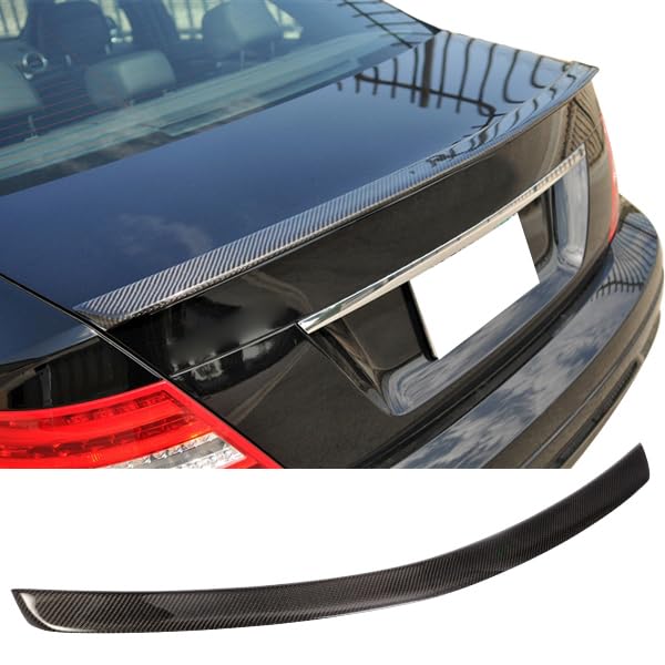 2008-2014 Mercedes Benz C-Class W204 4D Rear Trunk Spoiler Wing - High Gloss Carbon Fiber Style for C230 C280 - Enhances Aerodynamics & Sporty Look for Street Racing & Car Shows