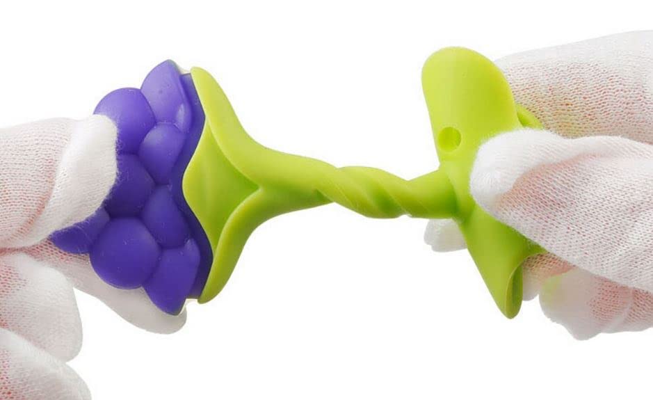 Gilli Shopee Silicone Fruit-Shaped Baby Teether - BPA Free, Combo Pack of 2 (Multi-7) - Safe for Infants 3-12 Months - Perfect for Soothing Sore Gums During Teething & On-the-Go Comfort