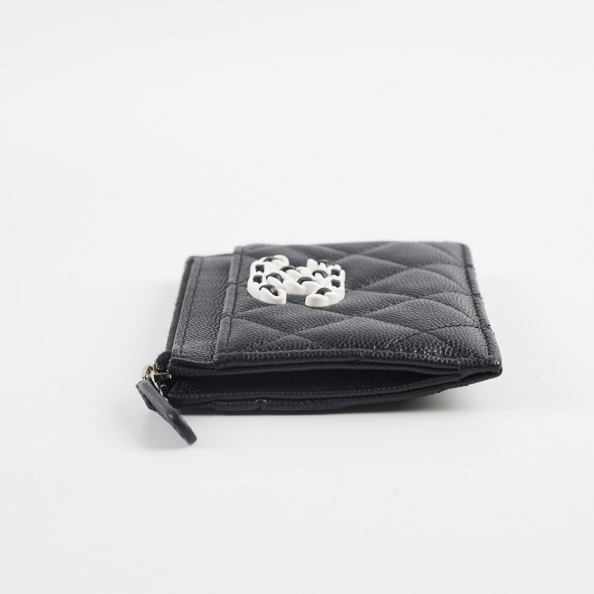 Chanel Classic Caviar Leather Card Holder Wallet - Black | Luxury Compact Credit Card Case for Women | Perfect for Everyday Use, Travel & Gifting