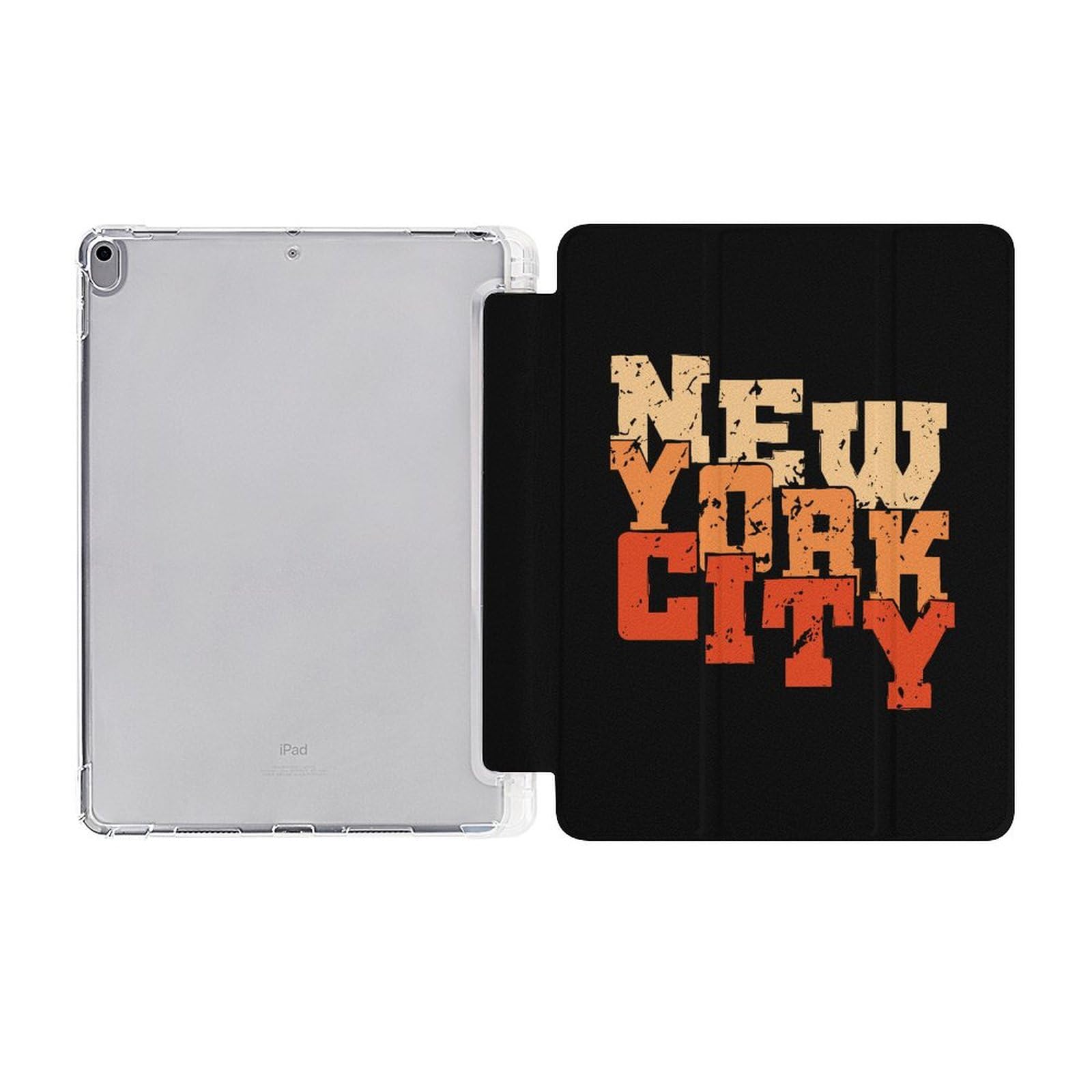 Retro New York City iPad Case - Soft Silicone Protective Cover with Smart Stand & Pencil Holder for iPad Pro 10.5 (2017) & iPad Air 3 (10.5 inch) - Perfect for Work, Travel & Home Use