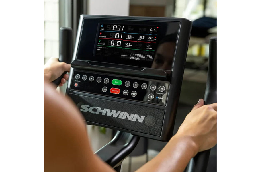 Schwinn 190 Upright Exercise Bike for Home Gym - Magnetic Resistance Indoor Cycling Bike with LCD Display & Heart Rate Monitor - Perfect for Cardio Workouts & Weight Loss Training