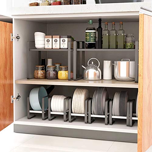 2-Pack Large Multifunctional Kitchen Cabinet Organizer - Storage Shelves for Plates, Dishes, Chopping Boards, Bowls & Cups | Space-Saving Closet Solution for Kitchen Organization