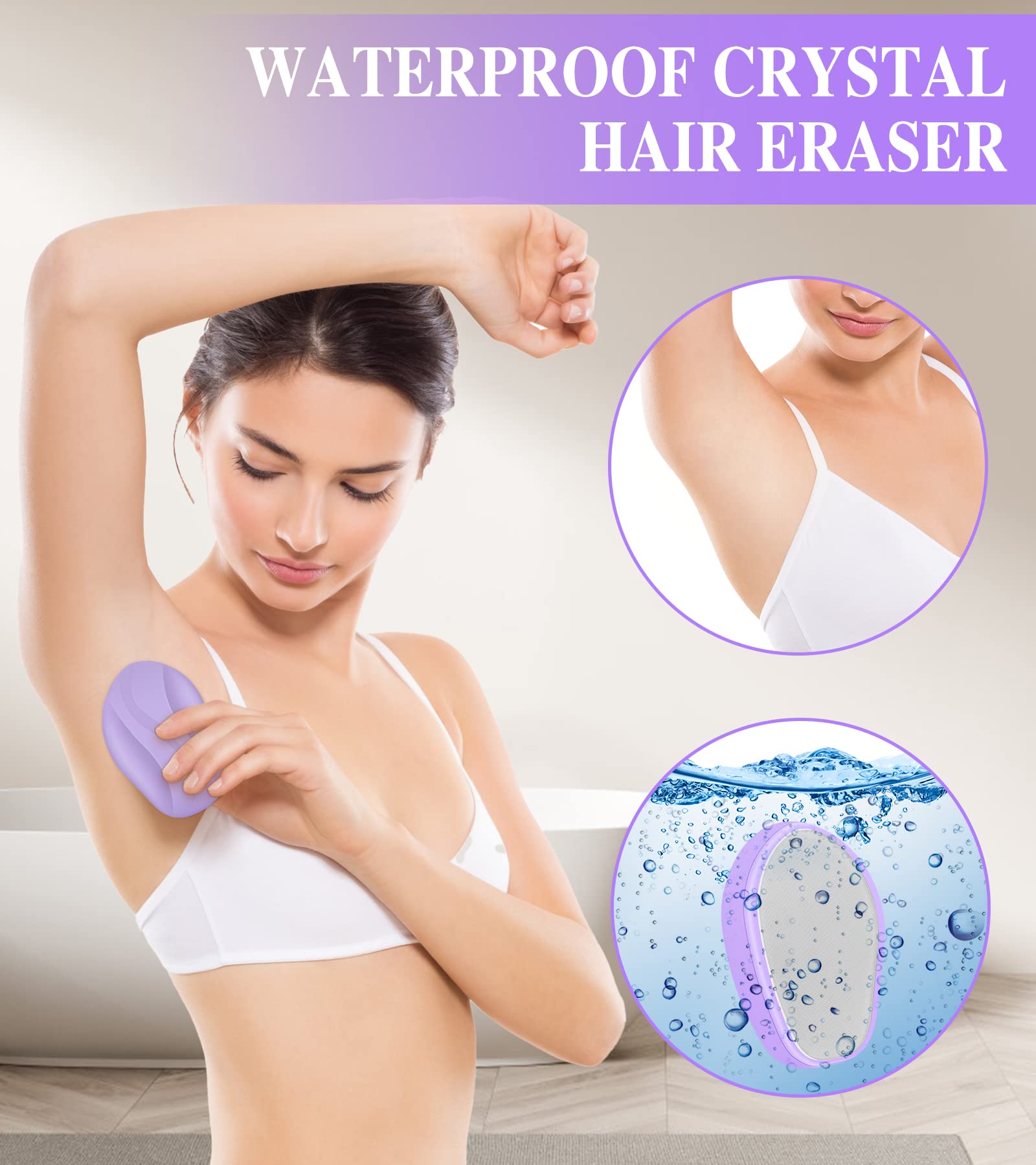 Nano Crystal Hair Removal Stone - Painless & Reusable Hair Remover for Men & Women | Quick & Easy Crystal Hair Eraser for Smooth Skin | Perfect for Face, Legs, Arms & Bikini Line