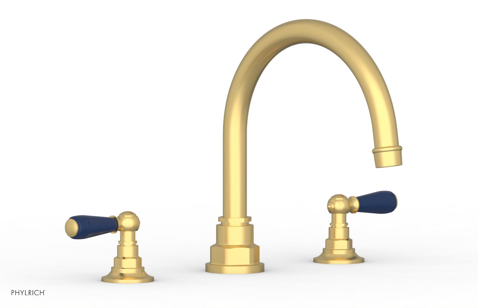 Jamestown Deck Tub Set with Lever Handles - Navy Blue Accented Bathroom Faucet (41