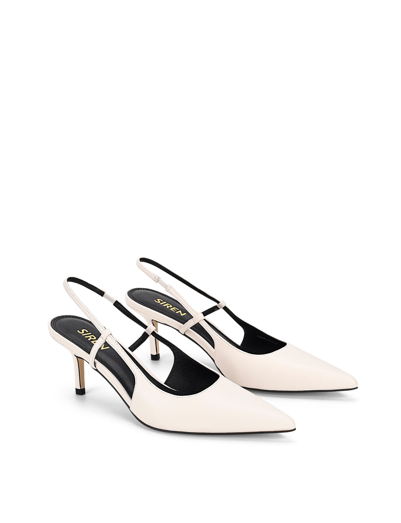 Yohana Women's Heeled Slingback Sandals - White Leather Dress Shoes for Weddings, Parties & Office Wear
