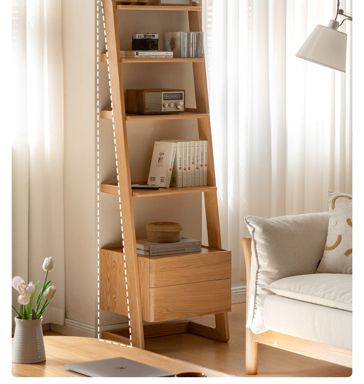 Solid Oak Wood Side Cabinet - Trapezoidal Storage Shelf for Living Room, Bedroom & Office Organization | Rustic Home Decor Furniture
