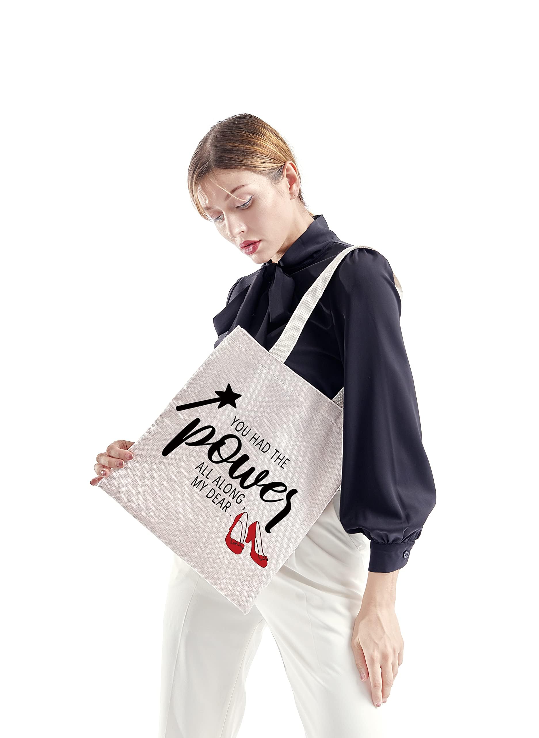 Inspirational Canvas Tote Bag - 'You Had The Power All Along My Dear' TV Show Inspired Gift | Motivational Makeup Bag for Women | Perfect for Work, Gym & Daily Use