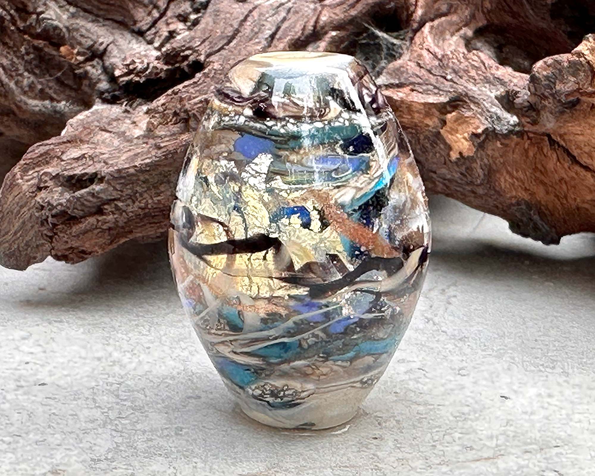 Handmade Eclectic Blue Lampwork Glass Focal Bead SRA - Perfect for Jewelry Making, DIY Crafts & Beading Projects
