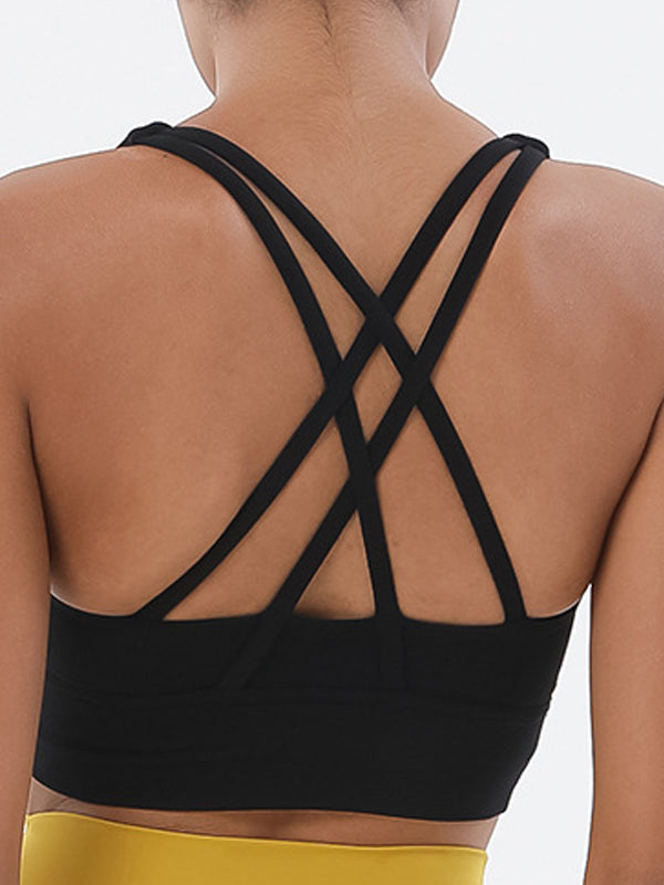ZASUWA Women's U Neck Cross Back Quick Dry Seamless Sports Bra - Perfect for Yoga, Running & Gym Workouts