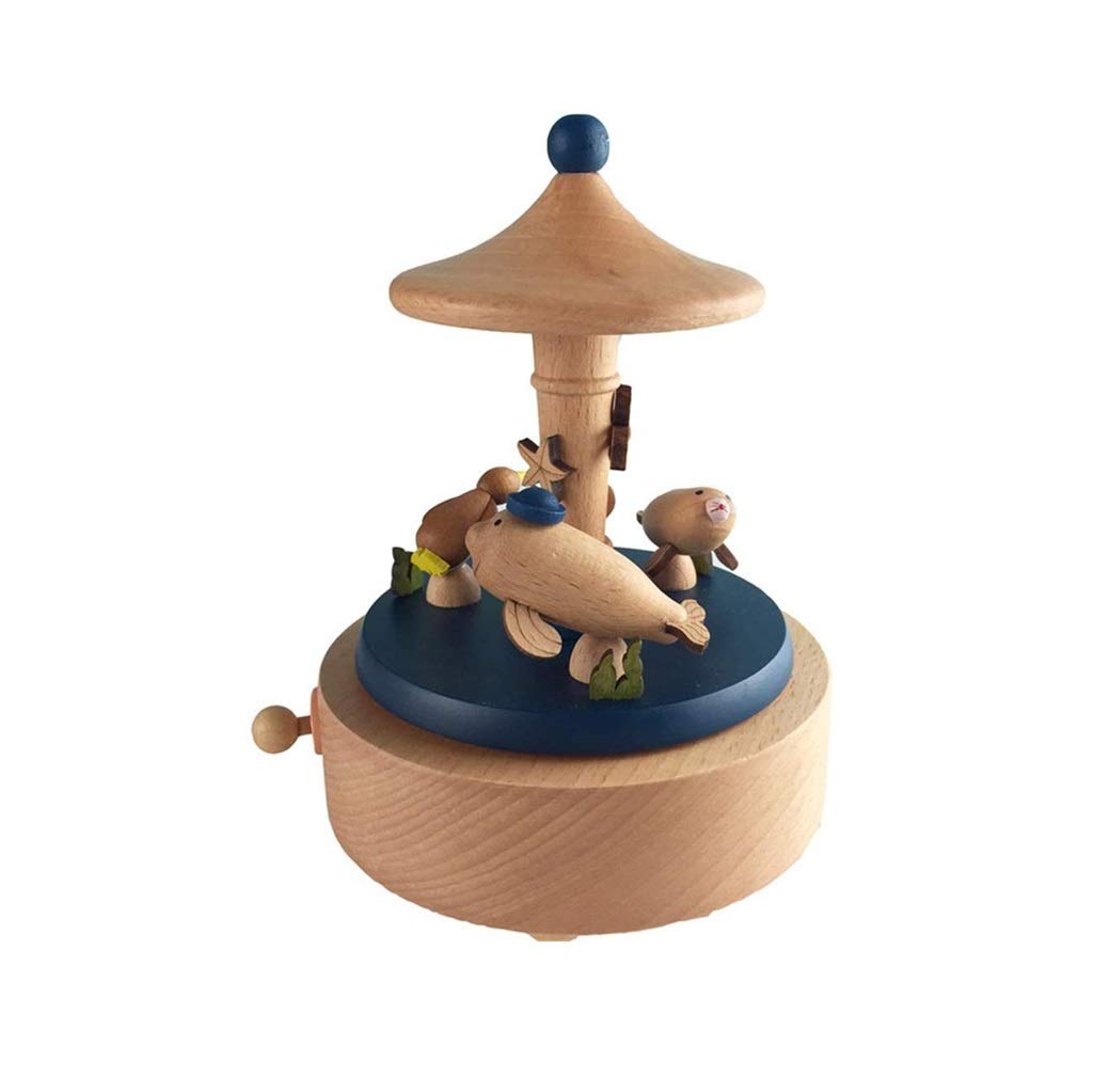 Sky City Wooden Music Box Carousel - Handcrafted Musical Gift for Birthdays, Weddings & Anniversaries - Perfect for Home Décor, Nursery & Romantic Ambiance