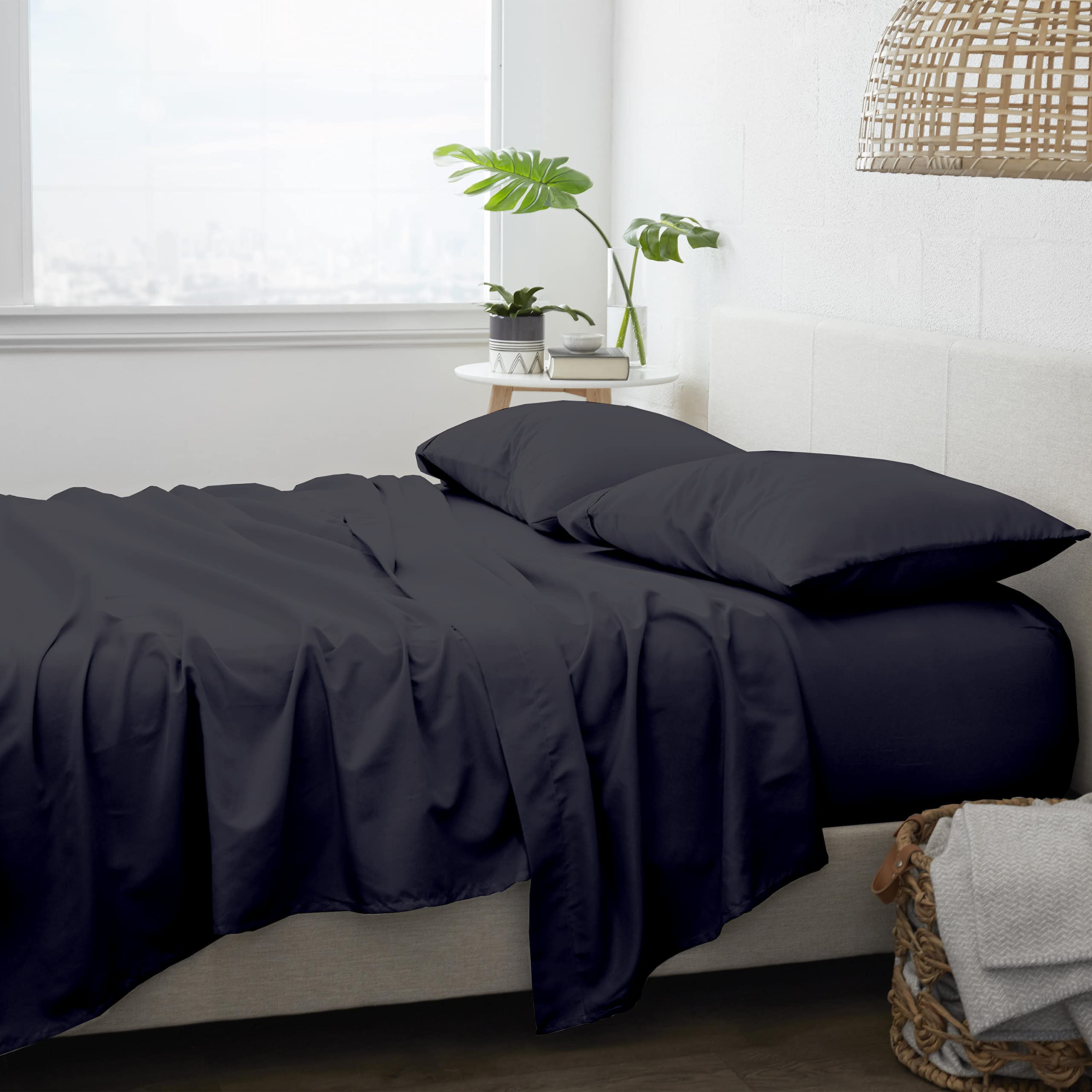 Premium Giza Egyptian Cotton Sheets Set - Full XL, 4-Piece, Slate Grey for Deep Mattress & Luxurious Sleep