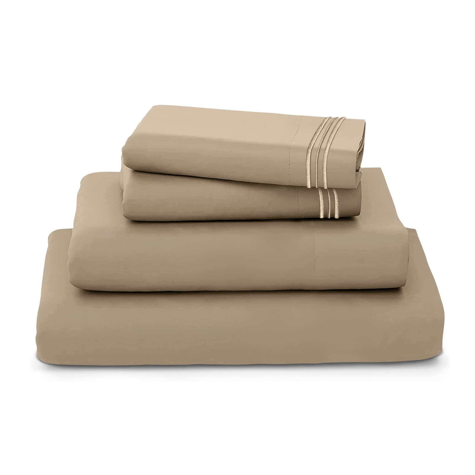 REDKEY Twin Size Bed Sheets Set - 3 Piece Soft Microfiber Bedding with Deep Pocket & Wrinkle Resistant - Taupe Color - Perfect for Kids Rooms, Guest Beds & Dorm Essentials