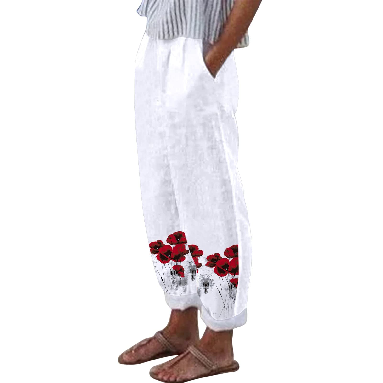 Women's Wide Leg Stretch Jersey Pants - Comfortable Tapered Linen Pants for Work & Outdoor Performance | Perfect for Office, Travel & Casual Wear