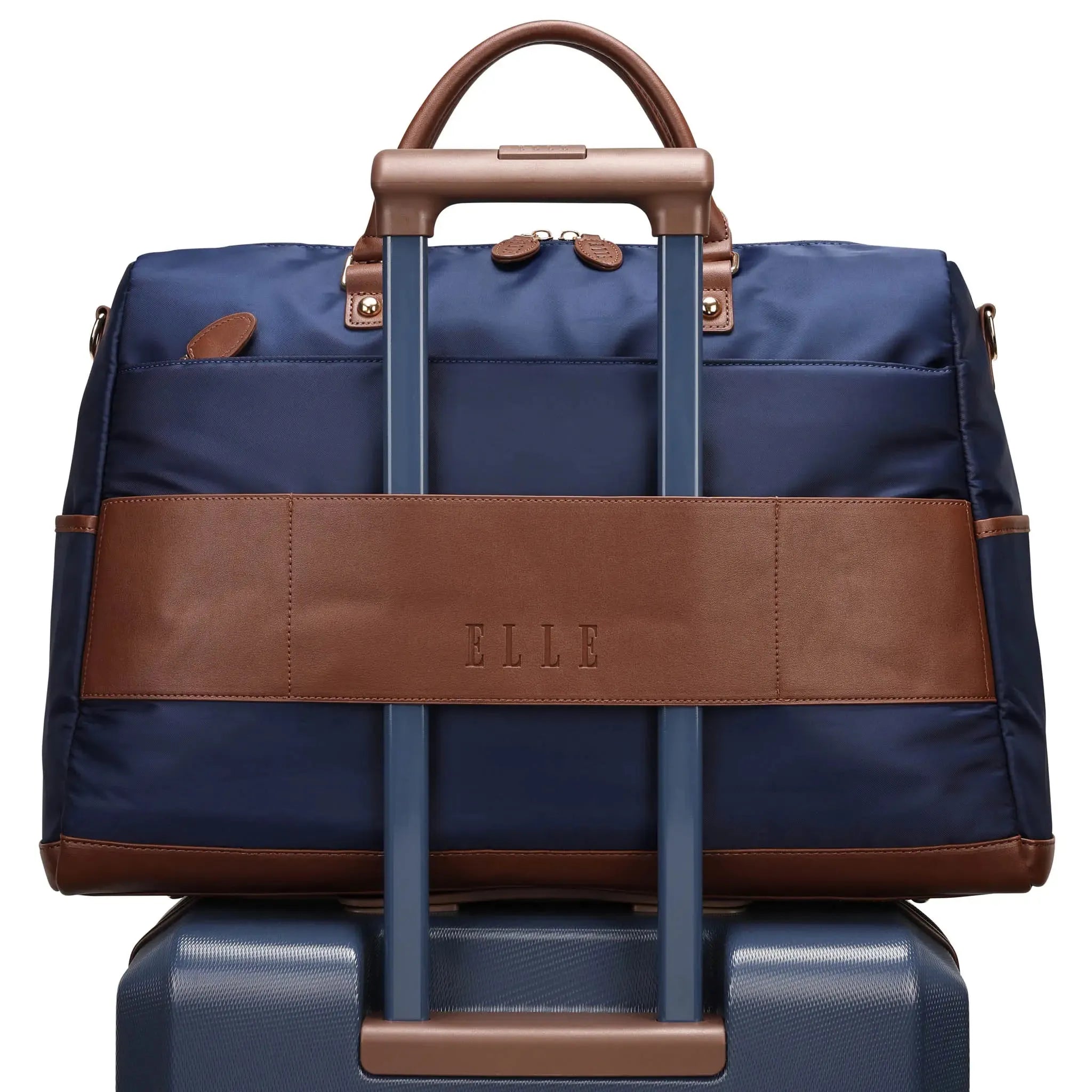 Premium 30L Twill & Vegan Leather Weekender Duffle Bag - Stylish Carry-On Travel Bag for Weekend Getaways, Gym & Business Trips