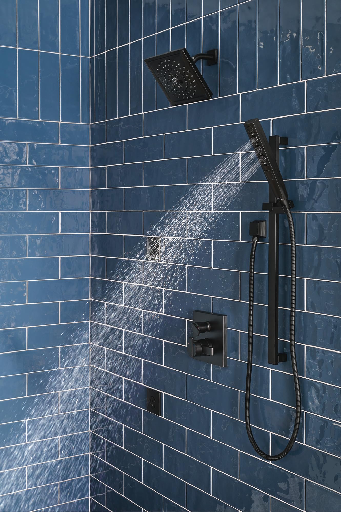 Delta Faucet H2Okinetic Slide Bar Handheld Shower Head with Hose - Matte Black 51140-BL | Adjustable Shower System for Bathroom & Spa Relaxation