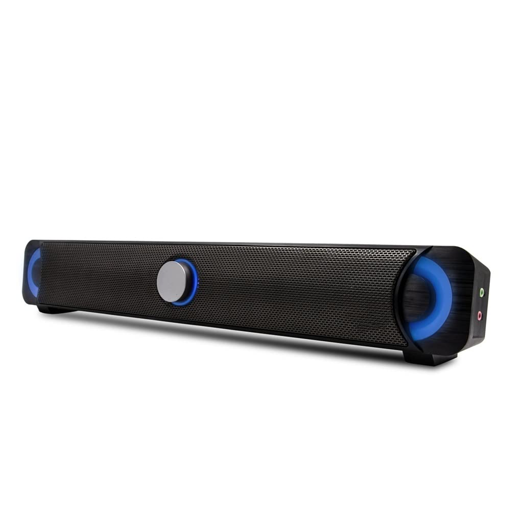 FEGOCLT 10W USB/3.5mm Wired Sound Bar - Compact Stereo Computer Speakers with HiFi Audio for Laptop, PC, Phone - Perfect for Home Office, Gaming & Music Streaming