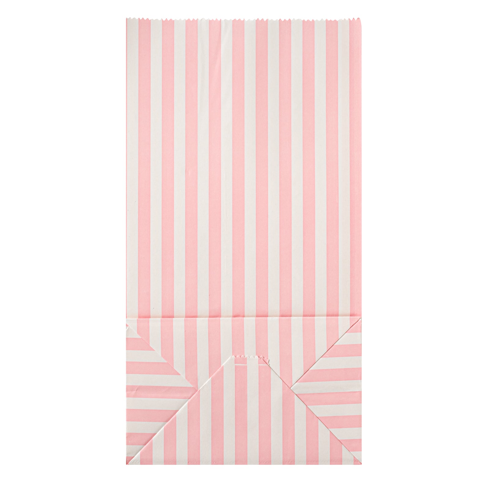 Pink and White Striped Paper Bags - 4 lb Capacity, 5 x 3.25 x 9.5 Inches - Pack of 100 - Perfect for Party Favors, Gift Packaging & Retail Shopping Bags