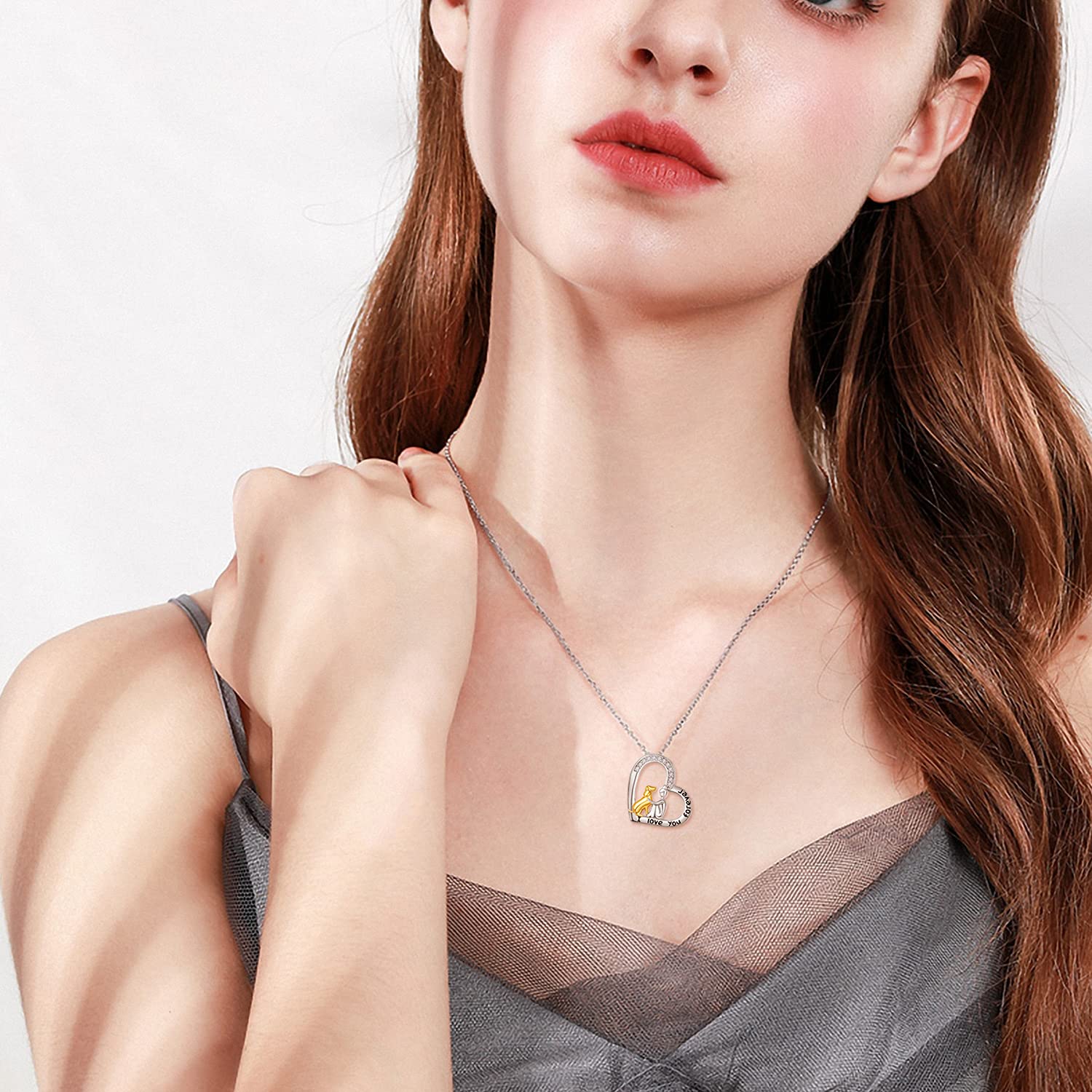 TANGPOET Sterling Silver Dog Heart Pendant Necklace for Women - Elegant Dog Lover Gift for Dog Moms - Perfect for Birthdays, Anniversaries & Everyday Wear
