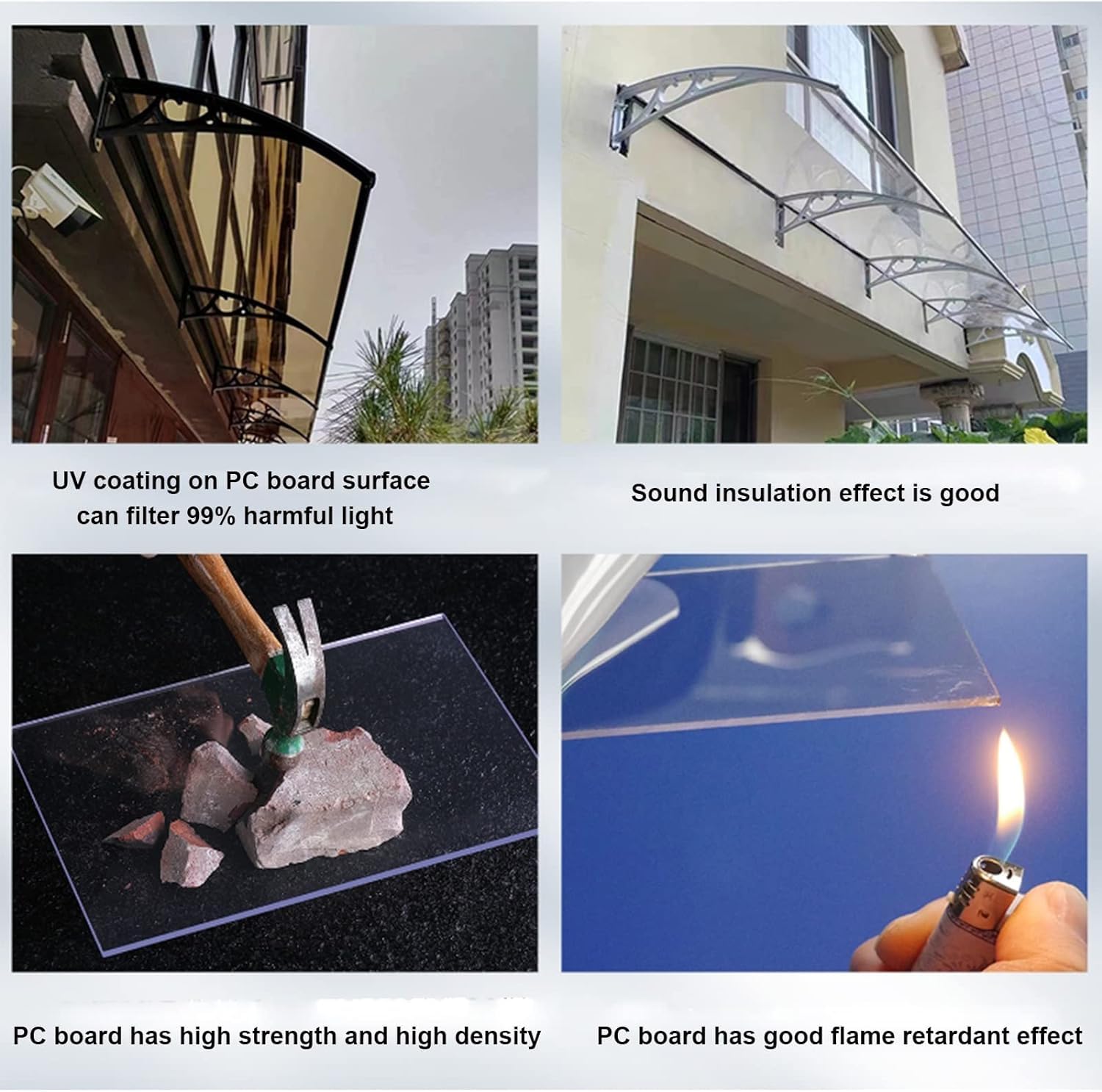 Modern DIY Aluminum Door Awning - Curved Porch & Window Cover for Rain, Snow & Sun Protection (60x160cm/24