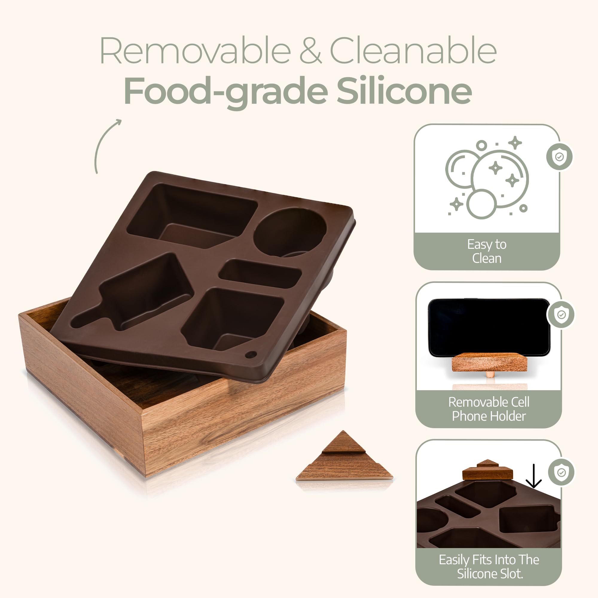 Silicone Couch Caddy with Cup Holder & Phone Stand - Waterproof Sofa Tray for Snacks & Drinks - Perfect for Living Room & Bedroom Use