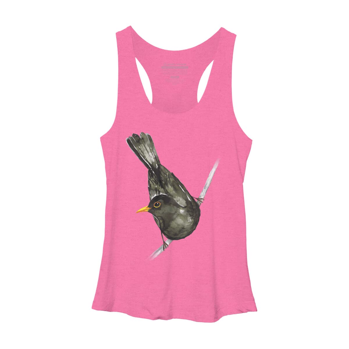 Design By Humans Women's Blackbird Watercolor Racerback Tank Top - Artistic Graphic Tee for Casual Wear, Gym & Summer Outfits