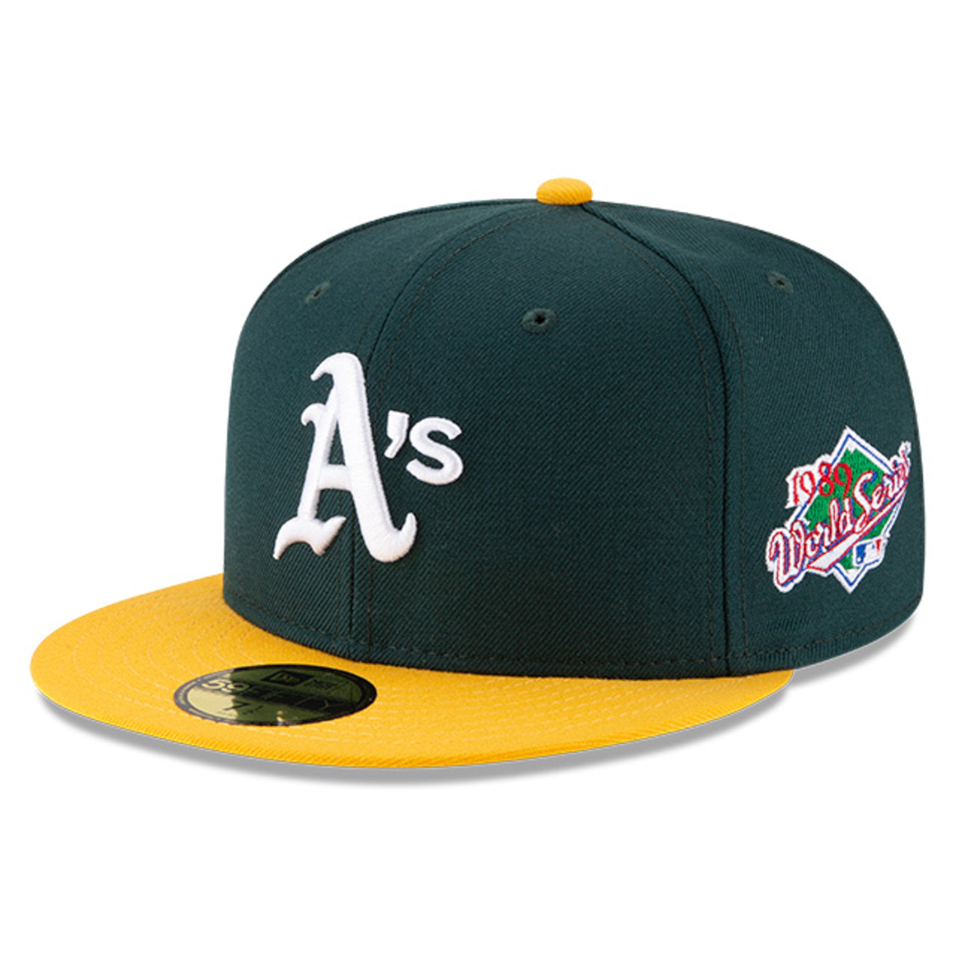New Era 59Fifty Oakland Athletics 1989 World Series Snapback Hat - Green & Gold Baseball Cap for Men & Women - Perfect for Games, Collecting & Streetwear Fashion