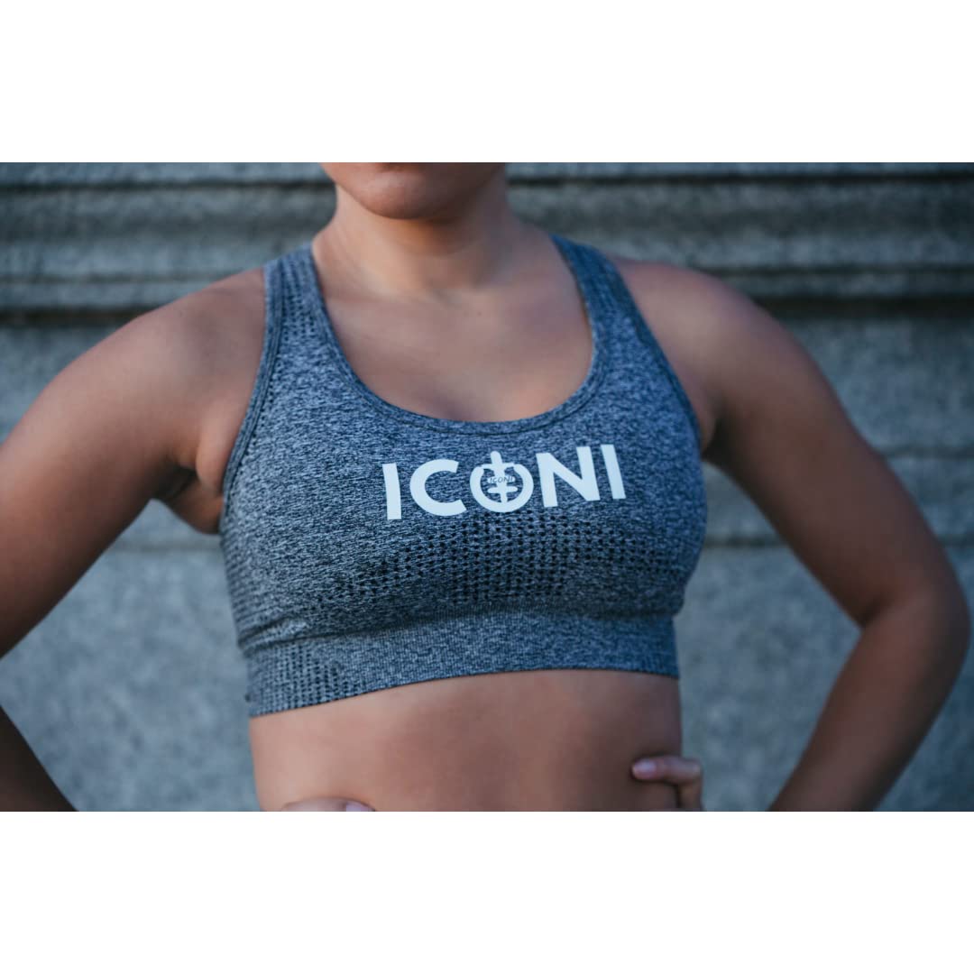 ICONI Women's Seamless Wirefree Sports Bra - Medium Impact, Moisture Wicking, Racerback Design with Removable Pads for Yoga, Running & Gym Workouts