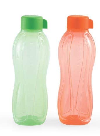 Tupperware Aqua-Safe BPA-Free Plastic Water Bottle Set of 2 (1 Liter Each) - Leakproof & Durable for Gym, Hiking, School & Office Use