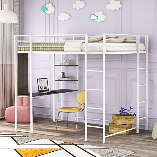 White-with Desk and Shelf
