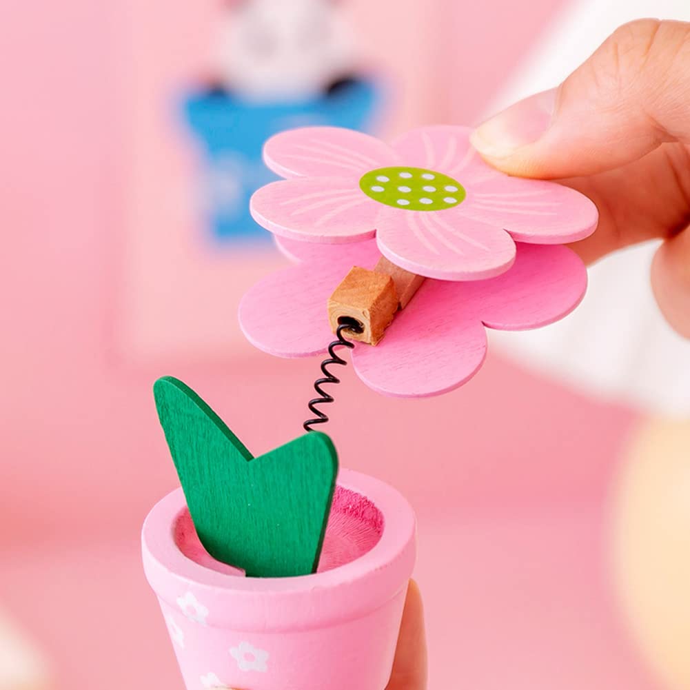 Teensery 6 Pcs Wooden Photo Holders - Table Name Card Stands, Flower Pot Picture Clips for Wedding, Birthday Party & Home Decor (Ideal for Place Cards, Memo Notes & Photo Displays)