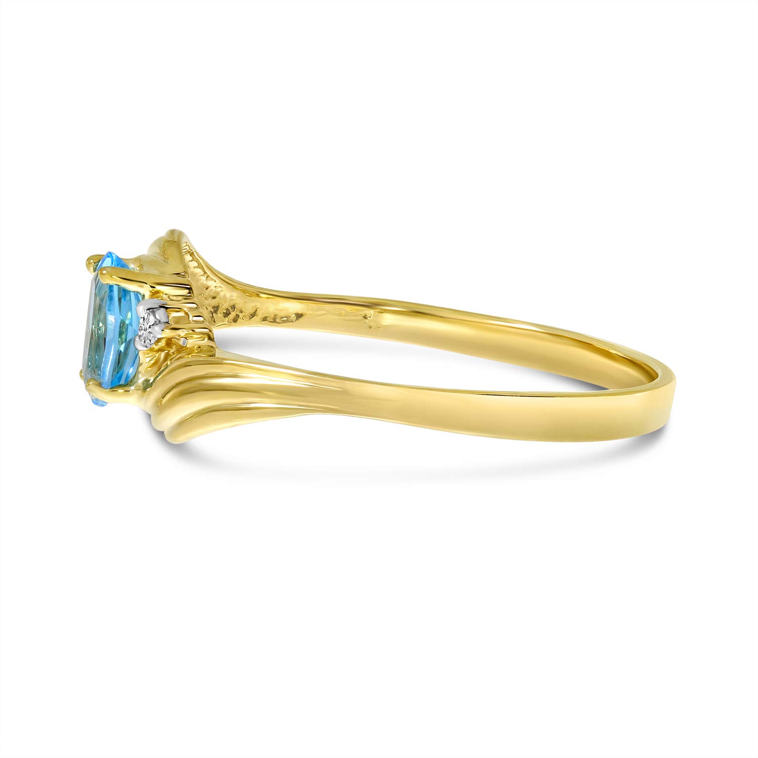 10K Yellow Gold Blue Topaz and Diamond Ring – Elegant Jewelry for Women, Perfect for Engagement, Wedding, Anniversary & Special Occasions