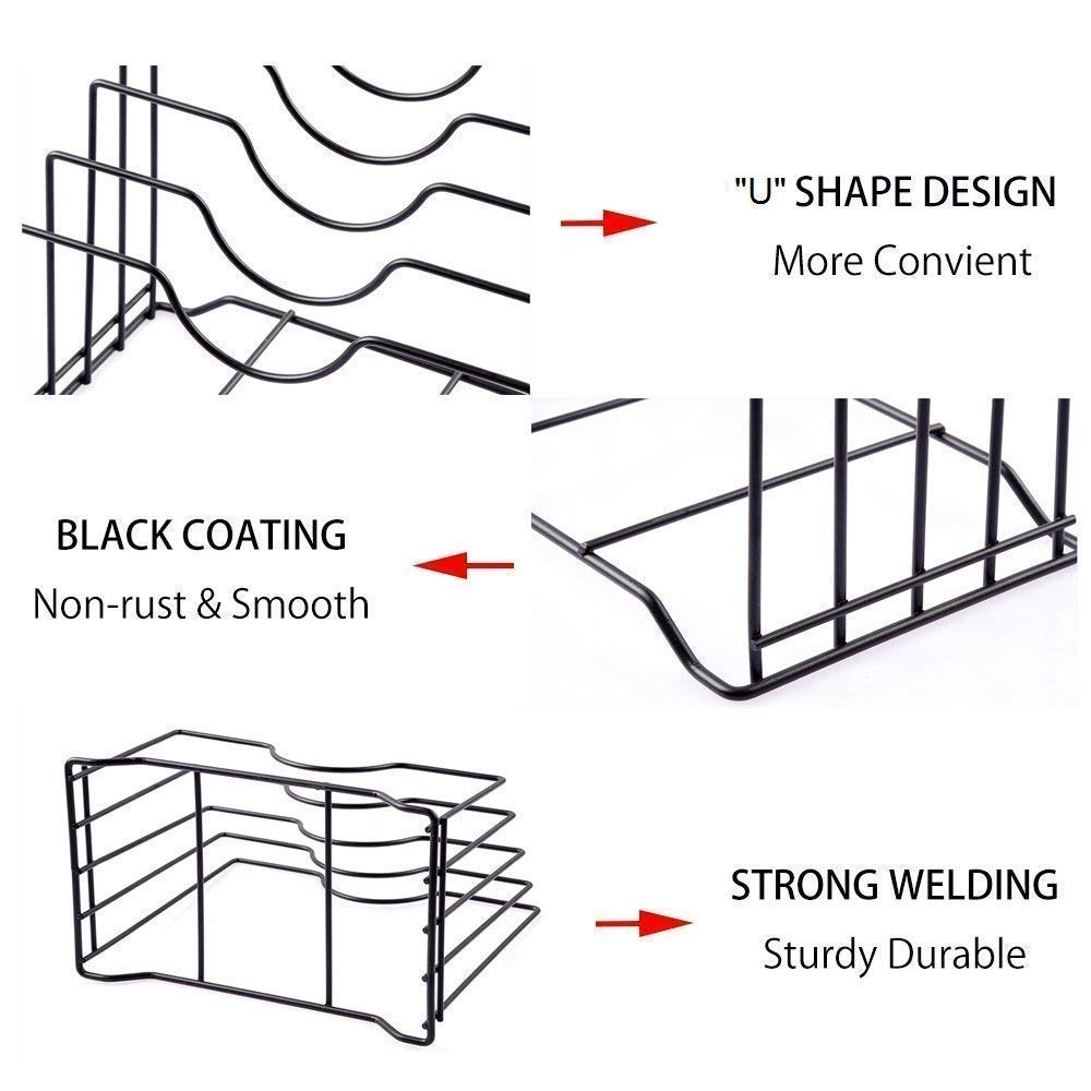 Multipurpose Iron Plate Rack for Kitchen - Dish Drying Rack, Plate Stand, Utensil Holder & Lid Organizer | Space-Saving Storage Solution for Countertop, Cabinet or Pantry