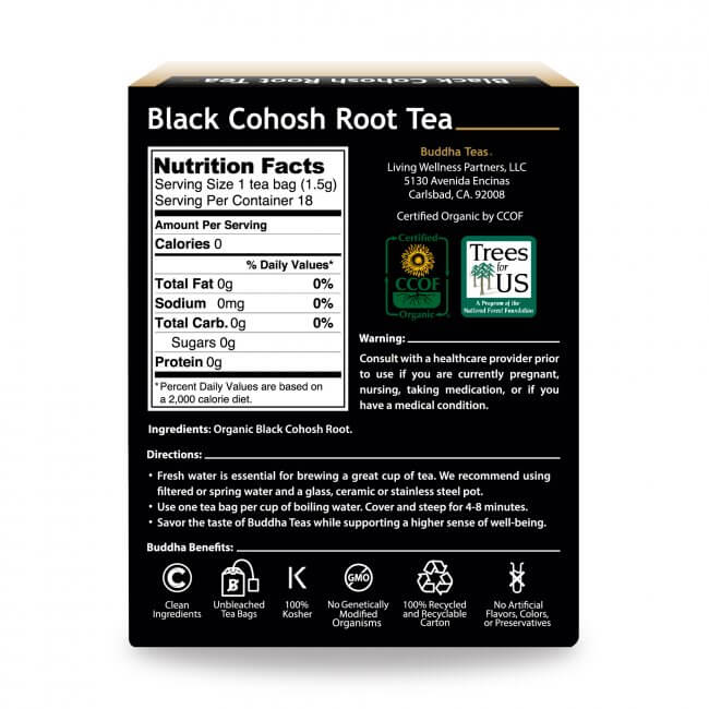 Organic Black Cohosh Tea - 18 Tea Bags for Women's Health & Menopause Relief | Herbal Supplement for Hormone Balance & Hot Flashes | Perfect for Relaxation & Wellness