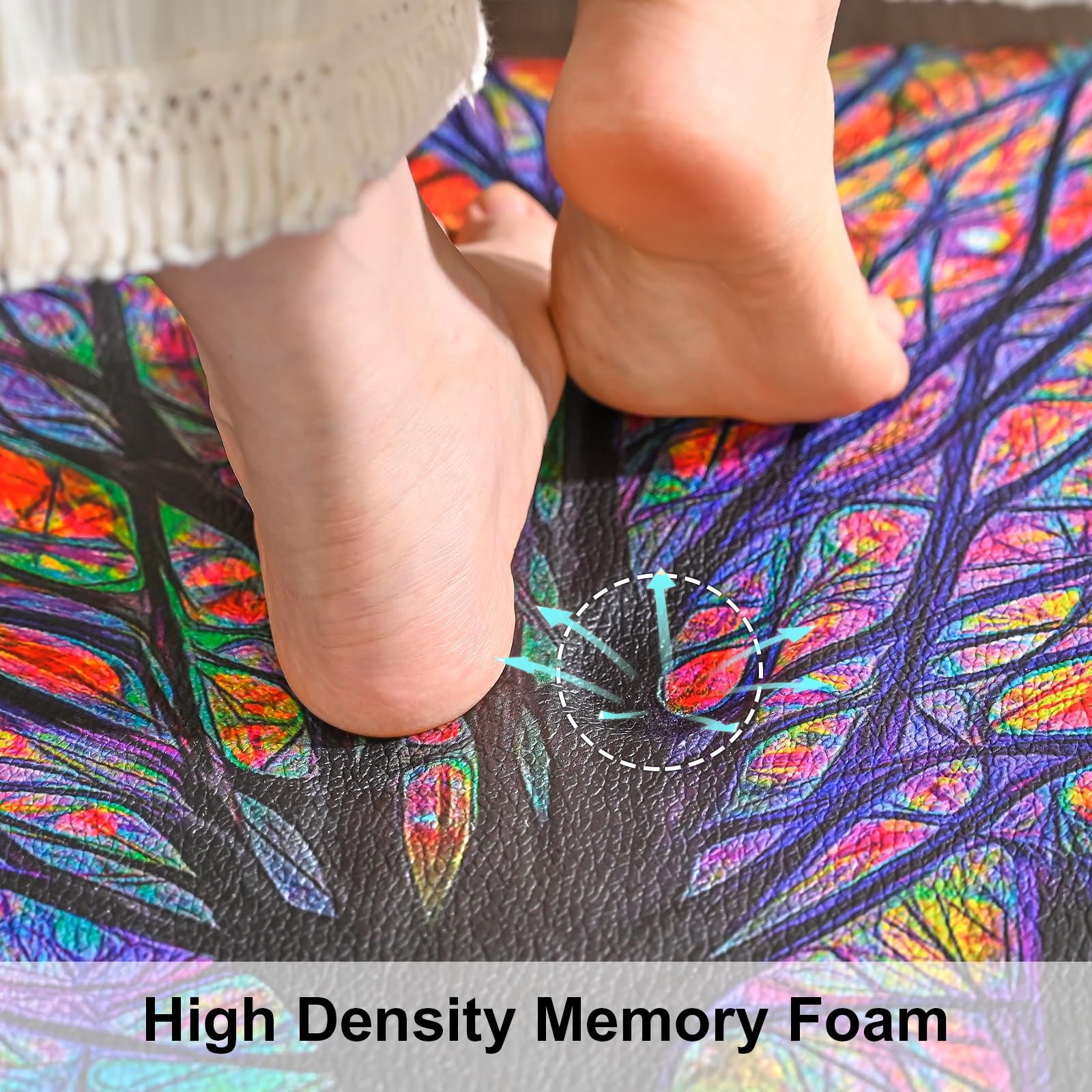 QIYI Anti-Fatigue Kitchen Floor Mat - 3/5 Inch Thick Cushioned Memory Foam, Non-Slip Standing Mat for Office, Sink & Laundry Areas (20