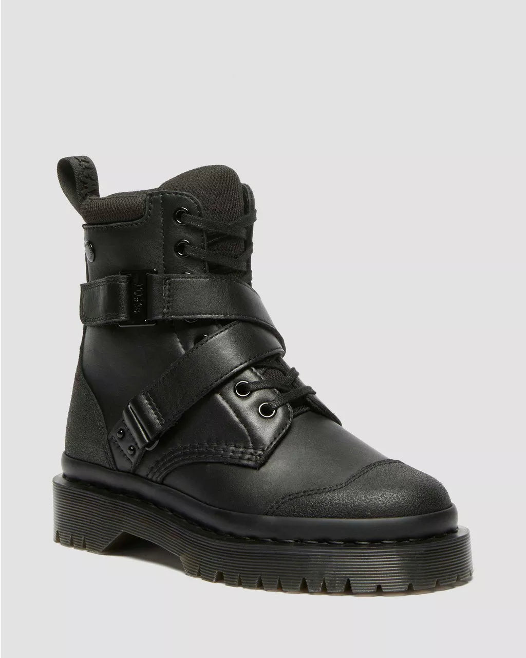 Dr. Martens 1460 Bex Tech Strap Leather Boots for Men & Women - Chunky Sole Ankle Boots for Punk, Gothic & Workwear Fashion