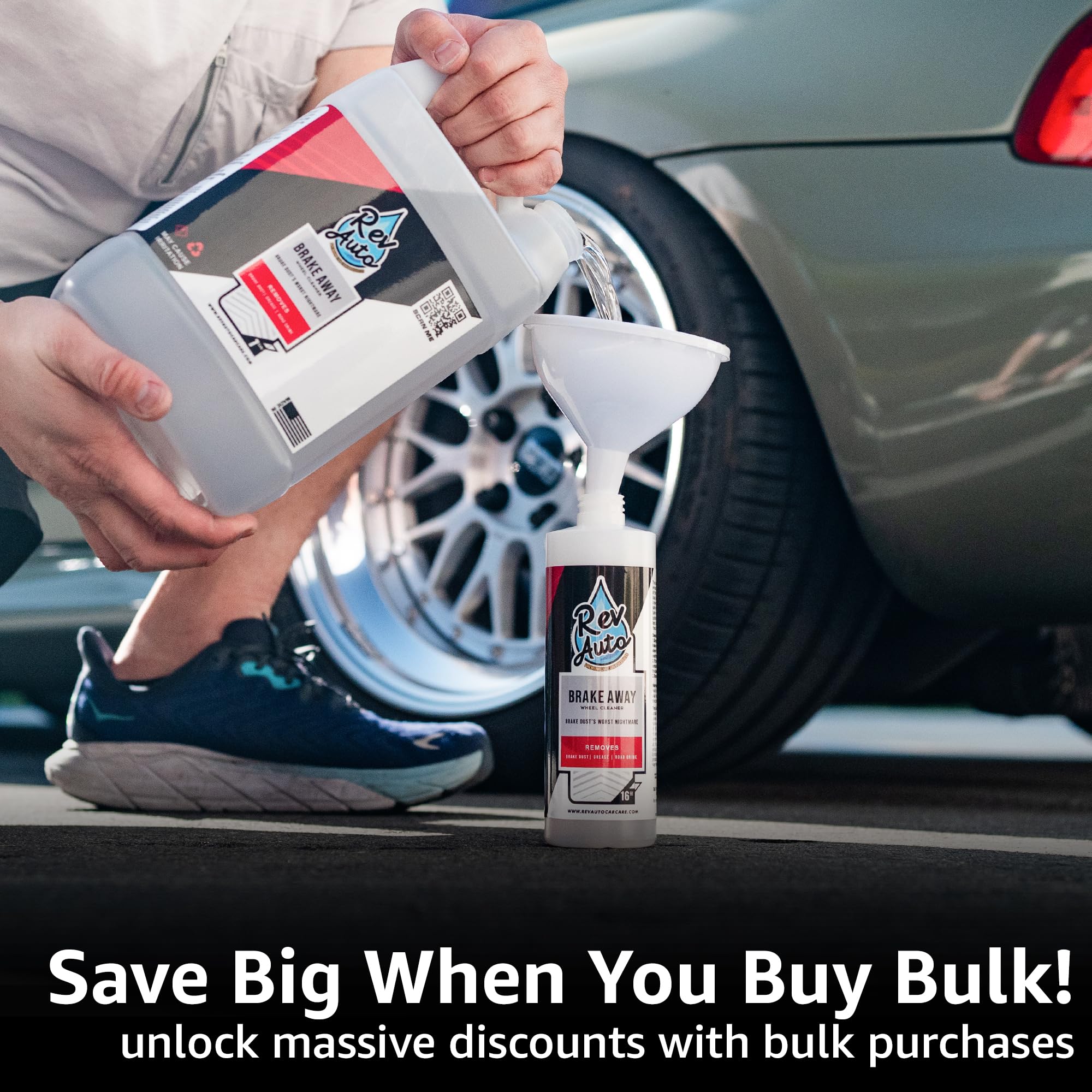 **Rev Auto Professional Wheel & Tire Cleaner (1 Gallon) - Removes Brake Dust, Tire Browning & Rust - Best Car Rim & Tire Cleaner for Alloy, Chrome & Steel Wheels - Use with Wheel Brush for Deep Cleaning - Perfect for Car Detailing, Auto Shops & DIY Enthusiasts**