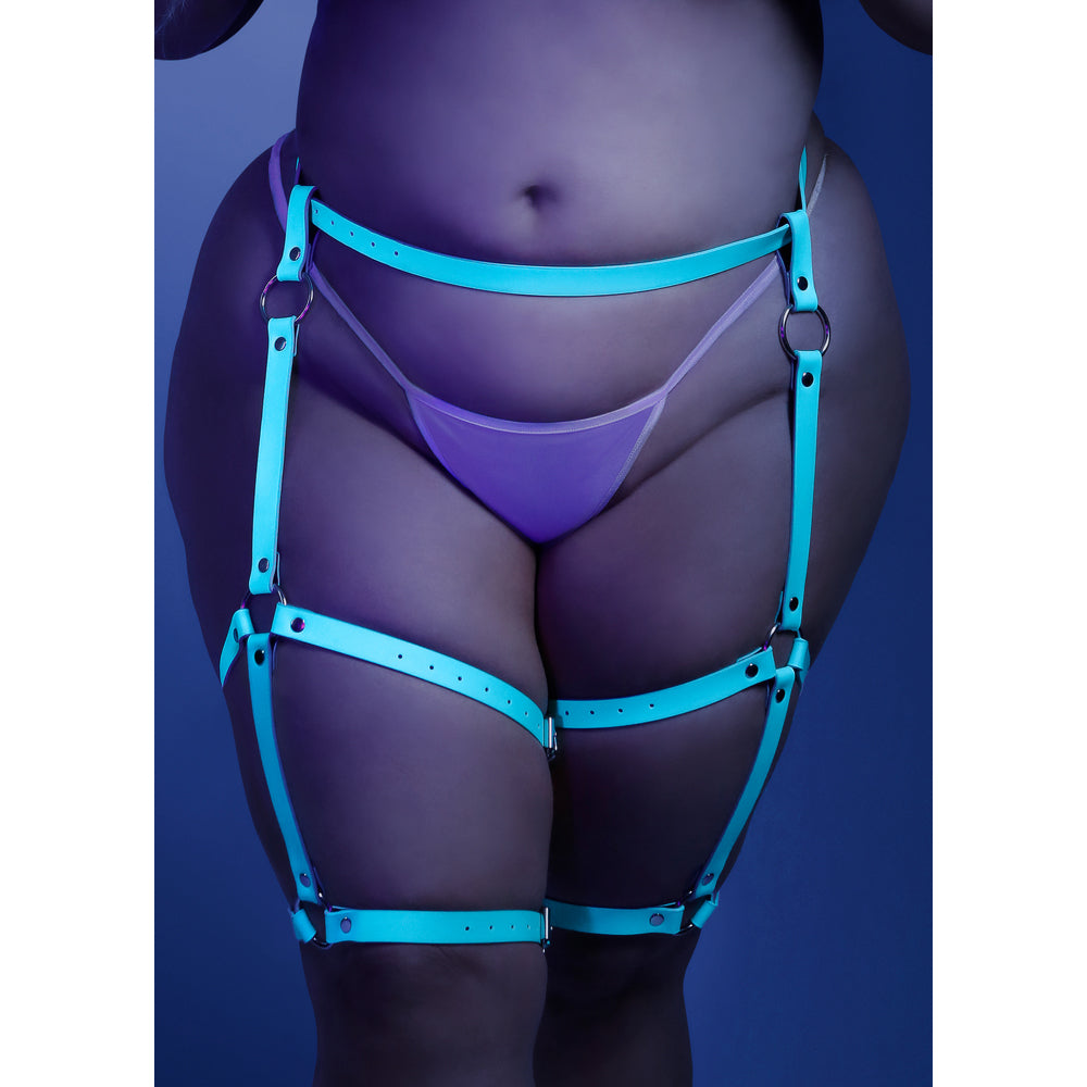 Sexy Glow in the Dark Fantasy Lingerie Leg Harness with Adjustable Buckles - Perfect for Cosplay, Rave Parties & Sensual Nights