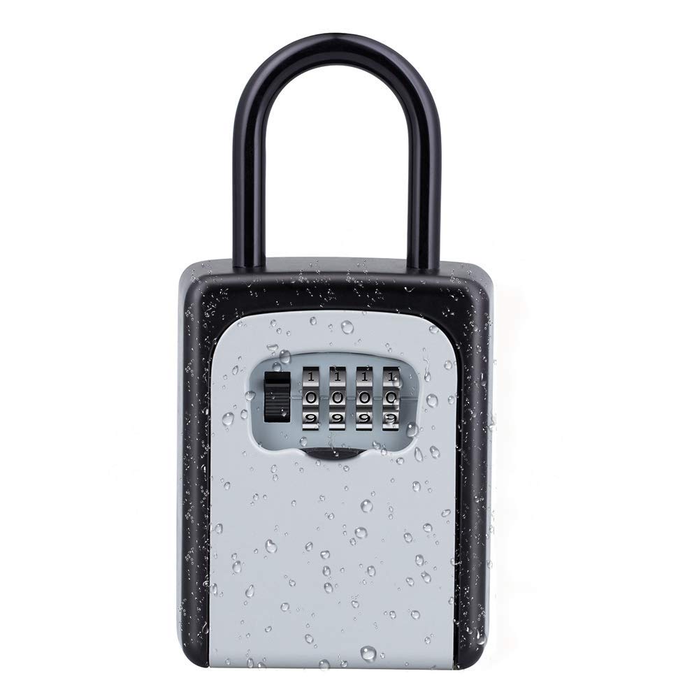 4 Digit Combination Lock Box - Secure Key Storage for Doors, Homes, Hotels & Realtors - Durable Silver & Blue Design - Perfect for Property Access Management & Key Exchange
