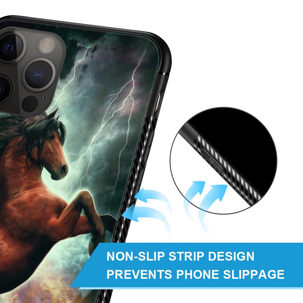 Premium iPhone 12 Pro Max Case with Unique Horse Pattern - Shockproof Hard PC Back & Anti-Slip TPU Bumper Protective Cover for Women (6.7 inch) - Perfect for Everyday Use, Work, and Outdoor Activities