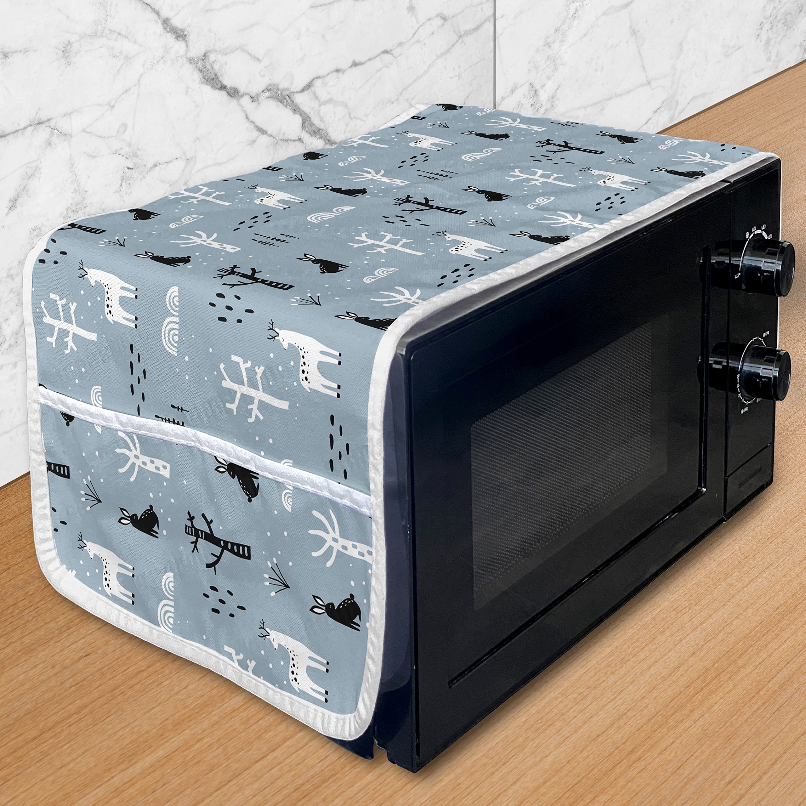 Ambesonne Minimalist Microwave Cover - Waterproof Kitchen Organizer with Pockets, 36