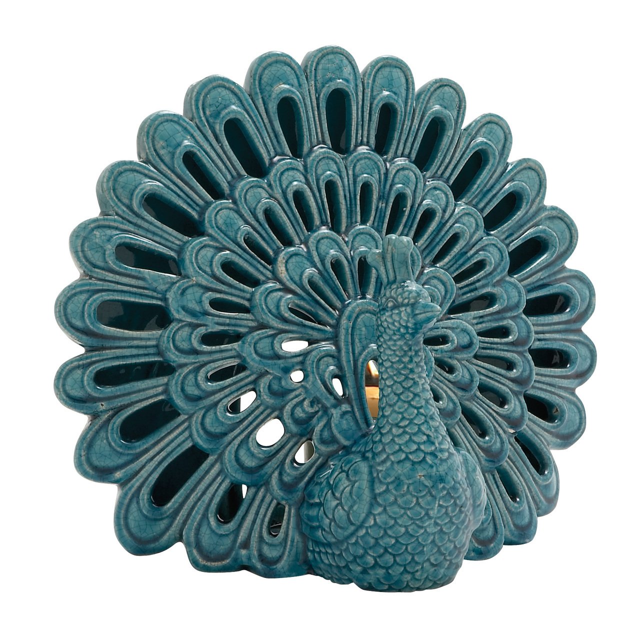 Deco 79 Extraordinary Ceramic Peacock Votive Candle Holder - Elegant Home Decor for Living Room, Bedroom, Wedding Centerpiece & Boho Style Decorations