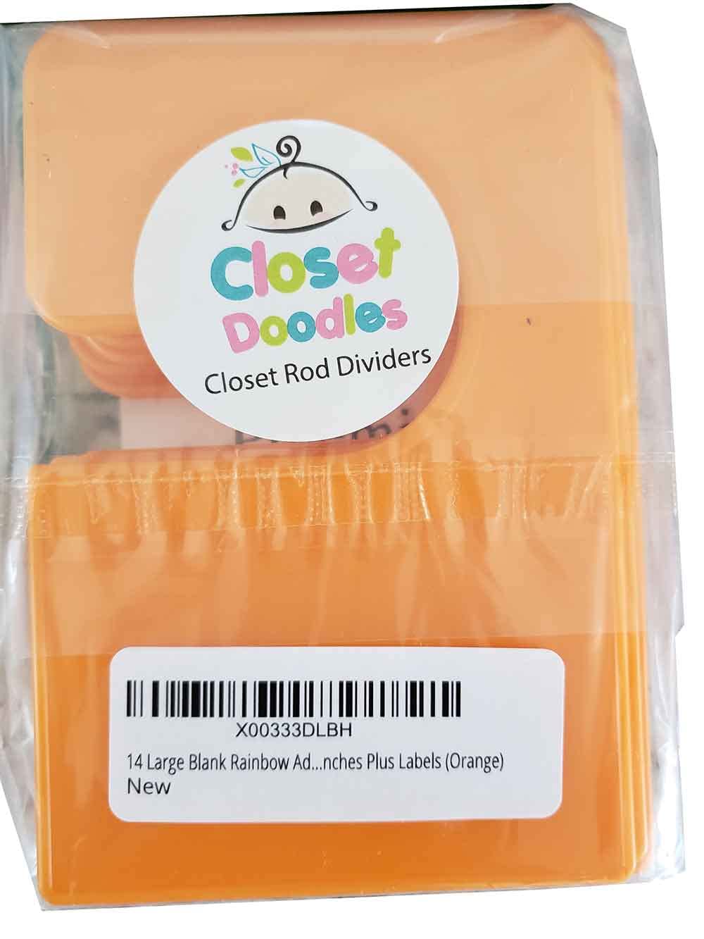 14 Pack Large Blank Closet Dividers for Adults - 5.25x3.5 Inch Rectangular Clothing Size Organizers with Labels (Orange) - Perfect for Wardrobe Organization & Closet Storage Solutions