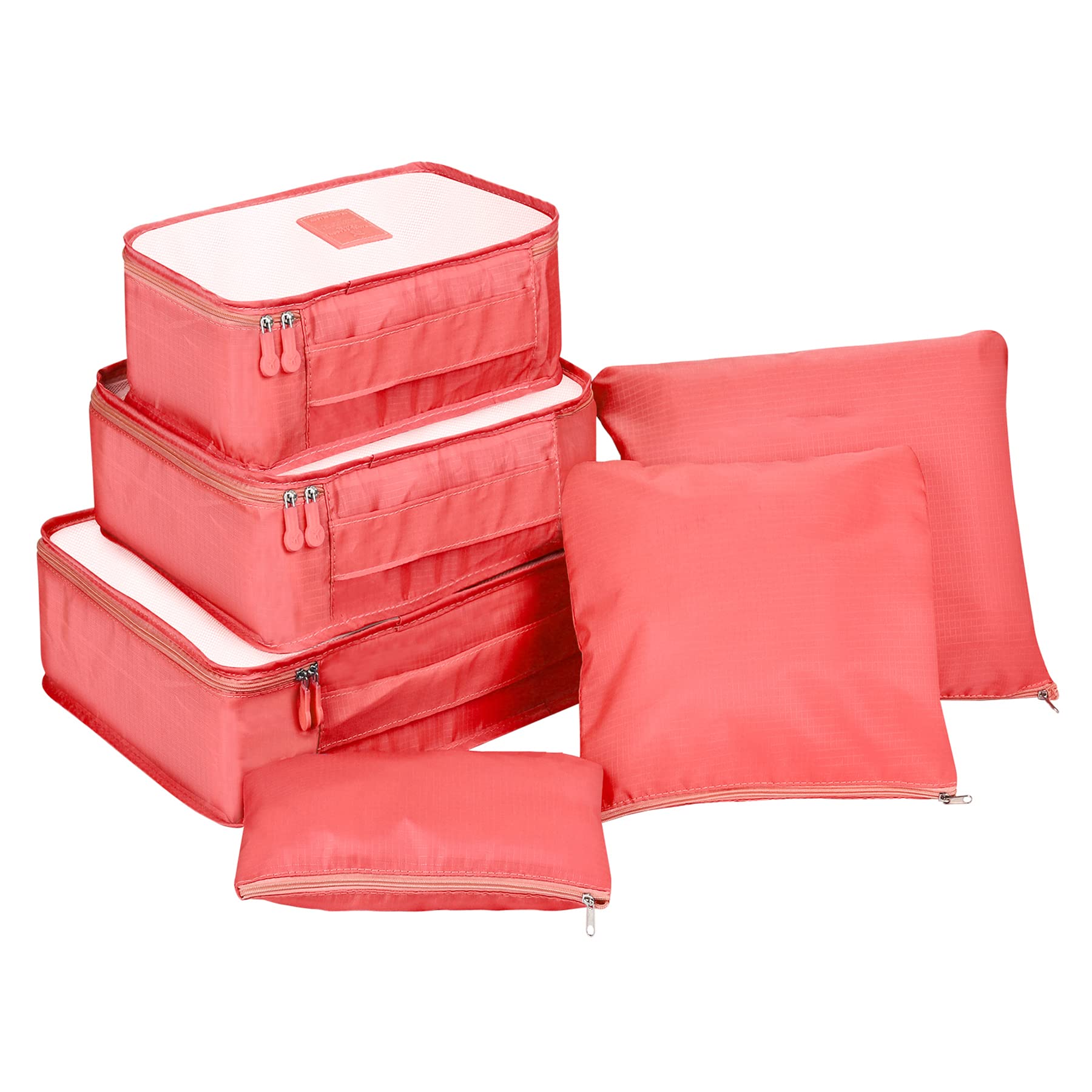 Coolzon 6-Piece Watermelon Red Packing Cube Set - Travel Organizer Cubes for Luggage & Suitcases - Perfect for Vacations, Business Trips & Weekend Getaways