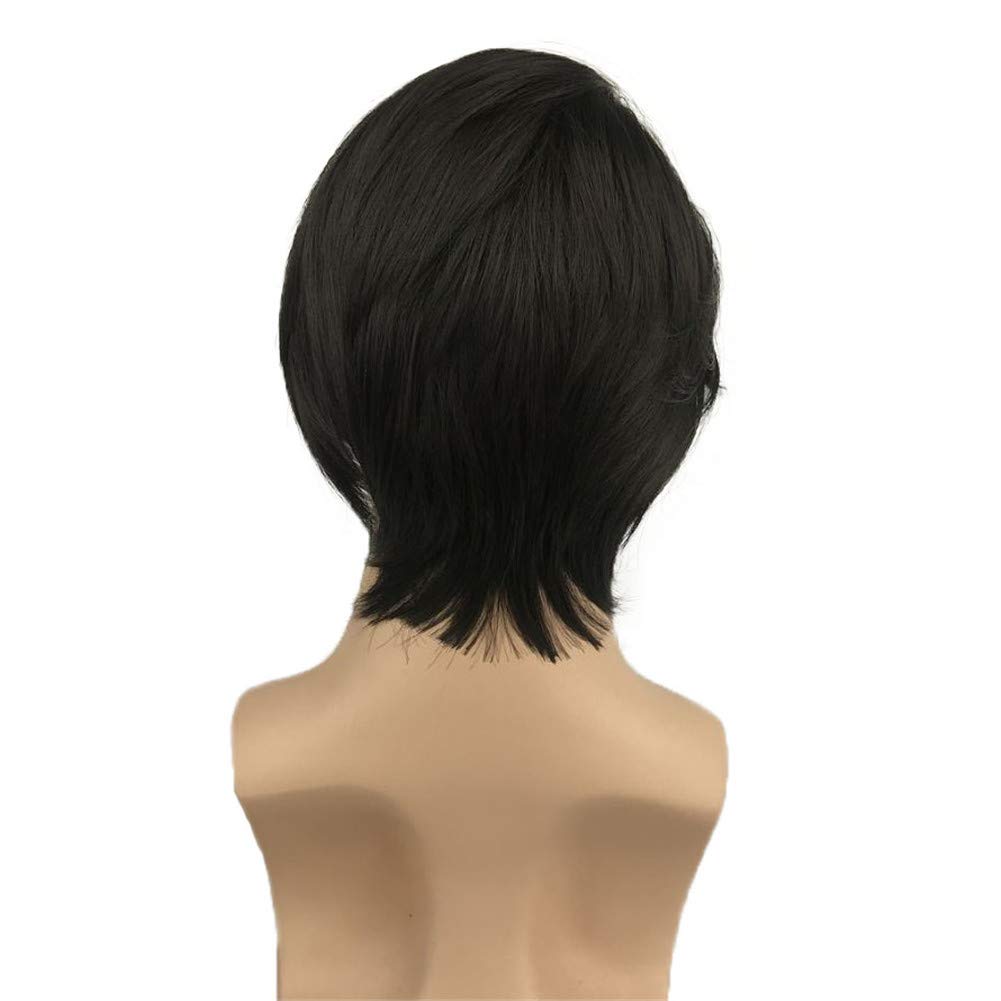 Aimole Short Straight Lace Front Wig for Men - Heat Resistant Synthetic Hair in Natural Black | Perfect for Cosplay, Daily Wear & Costume Parties