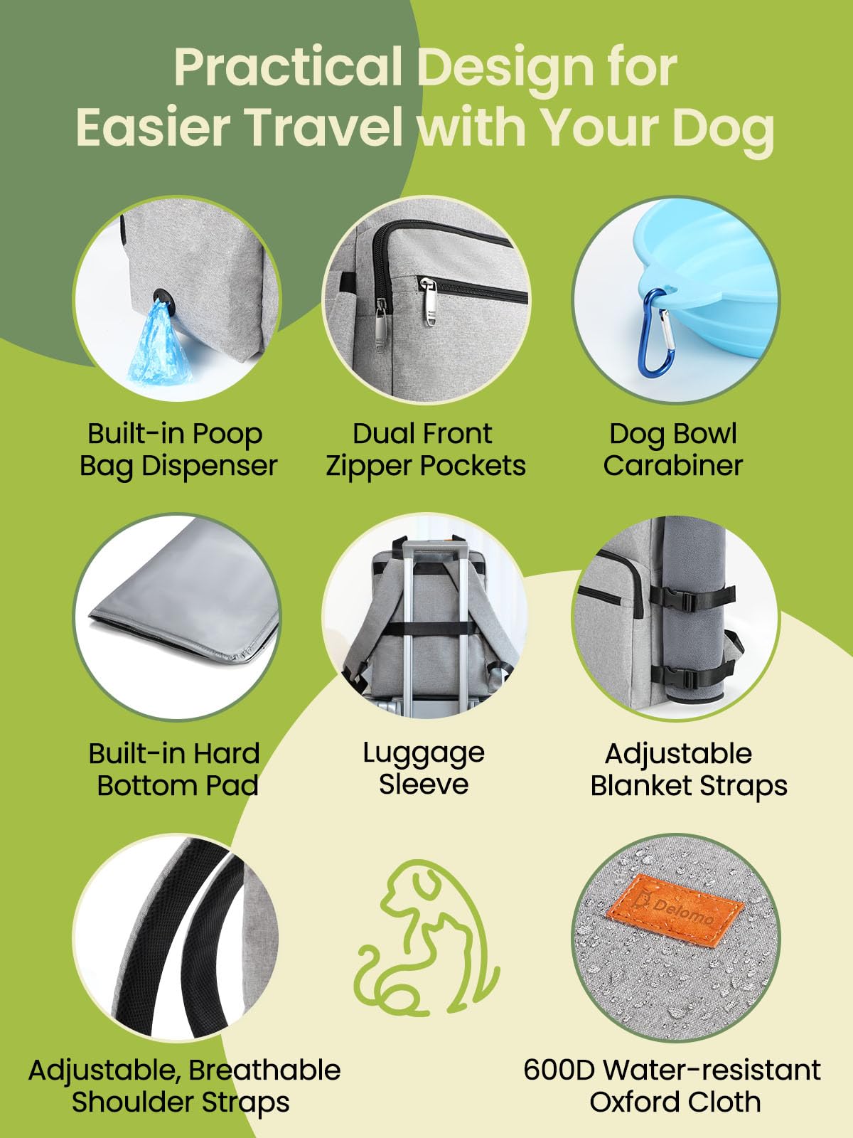 Airline Approved Dog Travel Backpack - 25L Multi-Function Pet Carrier with Storage Pockets, 2 Food Containers & Foldable Bowls - Perfect for Weekend Trips, Hiking, and Outdoor Adventures with Your Dog