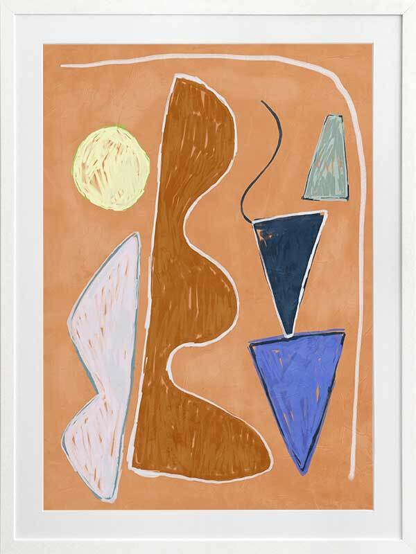 Desert Geo II Framed Wall Art Print - Modern Abstract Landscape Painting for Living Room, Bedroom & Office Decor