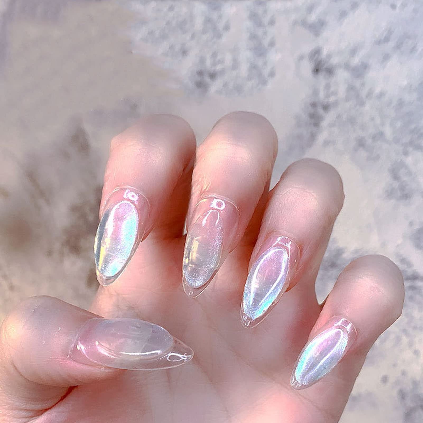 Pearl White Nail Powder - High Gloss Pearlescent Pigment for Nail Art, Holographic Ice Aurora Dust & Chrome Finish | DIY Manicure, Salon Quality Nail Designs for Home Use, Party & Special Occasions